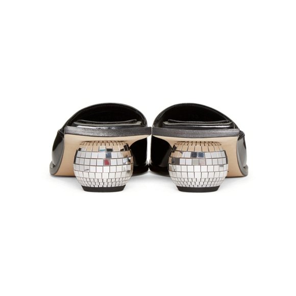 Helmut Lang H09HA021 Square Toe Disco Ball Heel Size 38 EU Women Black Sandals - Picture 9 of 12